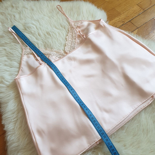 VTG M&S St Michael Light Peach Silky Satin Polyester Half Slip &Camisole M NWT - Picture 10 of 17