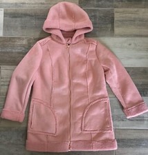 Isaac Mizrahi Hooded Faux Shearling Pink Coat Size Large