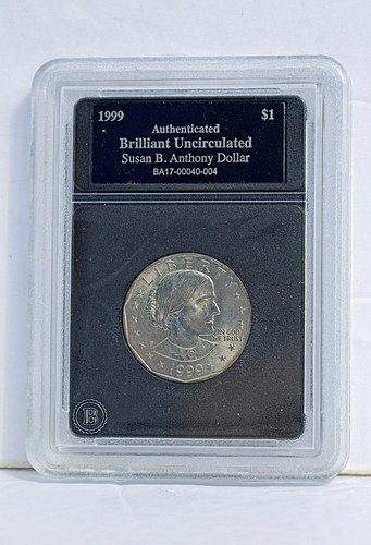 1999 $1 Authenticated Brilliant Uncirculated SUSAN B. ANTHONY in Coin Holder - Picture 10 of 14