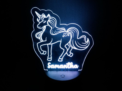Luz nocturna LED de neón unicornio personalizada. Dormitorio para niñas con cualquier nombre. Multi - Imagen 5 de 8