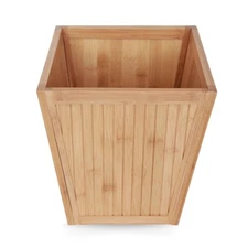 Household Natural Bamboo Trash Can - Office Garbage Basket-Home Wooden Waste Bin