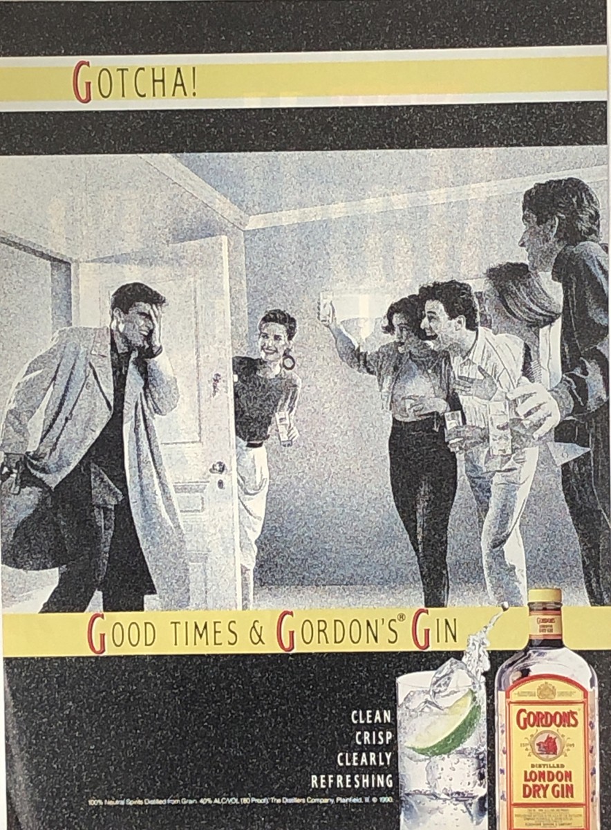 PRINT AD 1990 Gordons London Dry Gin Clean Crisp Refreshing Good