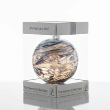 Wedding Anniversary Ball Hanging Sienna Glass Present Handmade Gift Silver