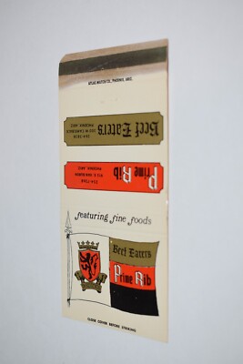Beef Eaters Prime Rib Phoenix Arizona 30 Strike Matchbook Cover