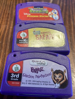 Lot of 3 LEAPFROG Games LeapPad  Disney Princess, Surprise Safari And Bratz