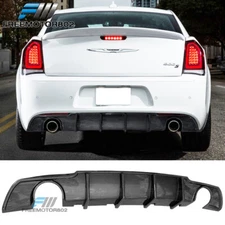 Fit 15-23 Chrysler 300 Carbon Fiber Print PP Rear Bumper Diffuser Larger Fins