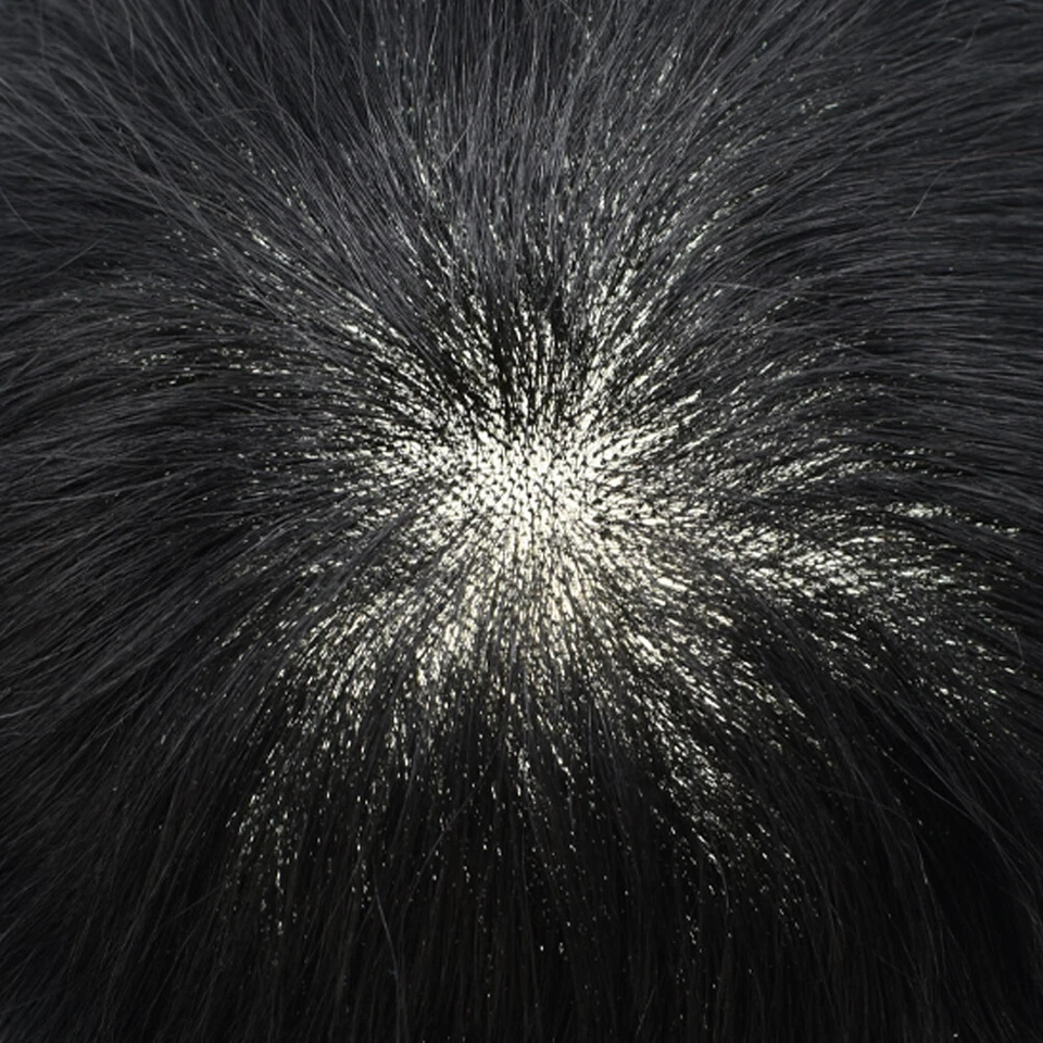 男式 Toupee Hairpiece 细单色头发系统替换聚乙烯皮肤周围男士假发 — 第 3/4 张图片