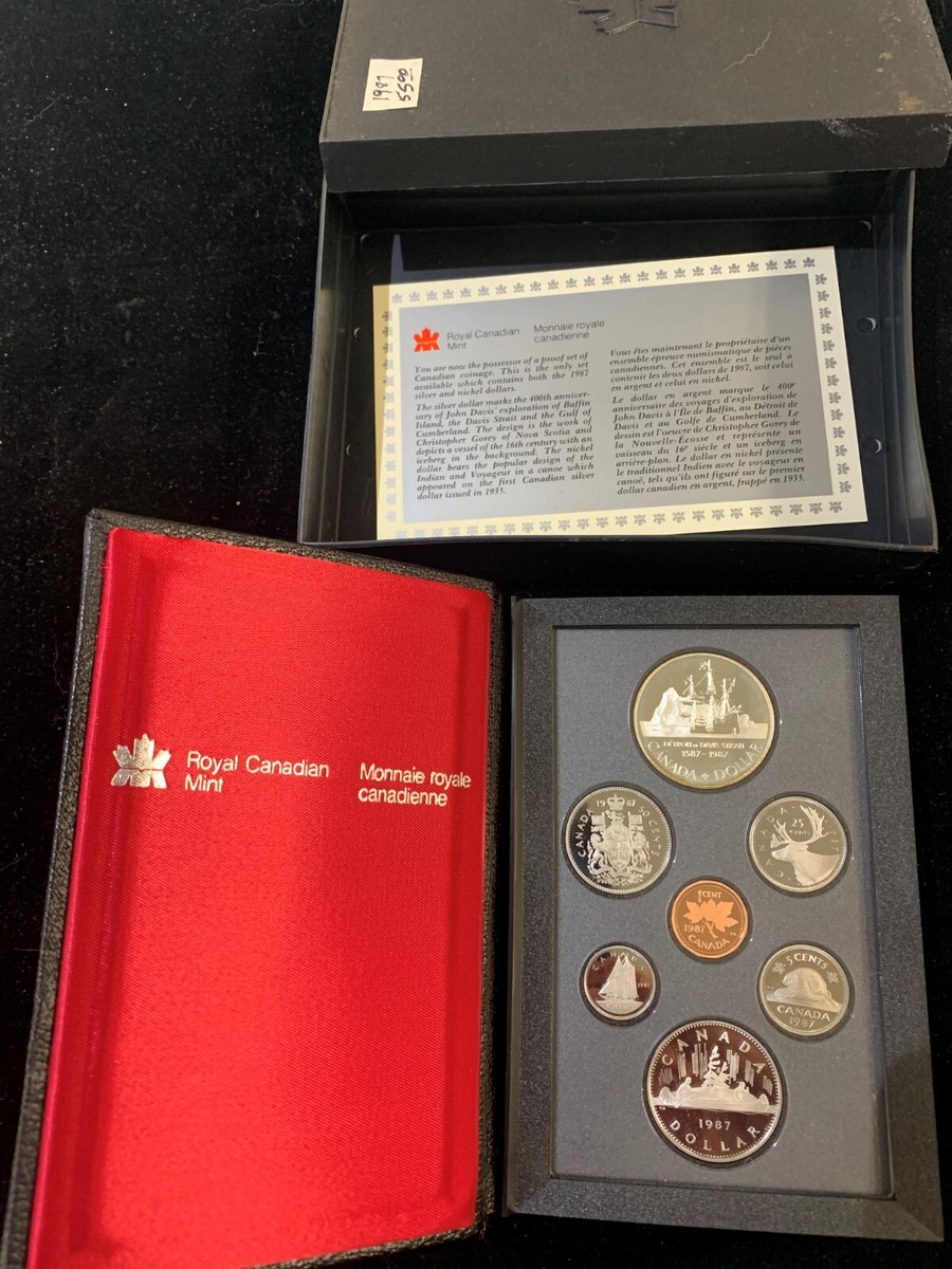 Royal Canadian Mint 1987 7 Coin Proof Set- includes 2 Dollar coins