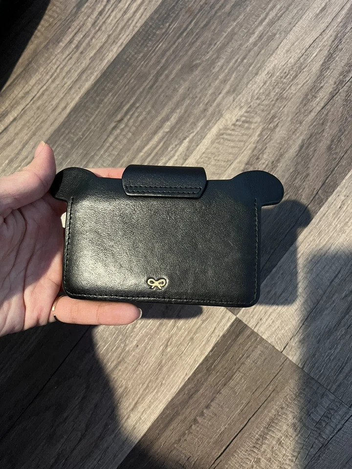 Lindo tarjetero/estuche de cuero negro Anya Hindmarch Lucky Bear Foto 4 de 4