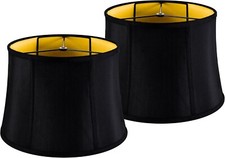 GOSO Black Lamp Shades Set of 2 Large Drum Lampshades Foldable Lamp Shade
