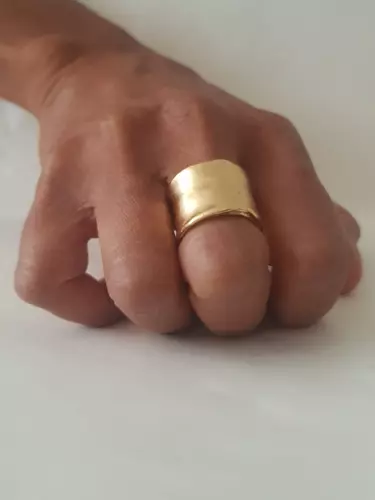 Cigar Band Ring Wedding Band 14k Yellow Gold Finish