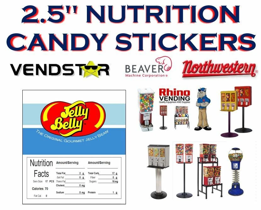 2.5 x 2.5 Bulk Vending Label Candy Machine Sticker JELLY BELLY JELLY BEANS