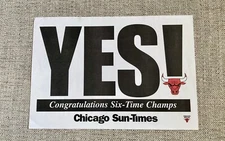 Rare Chicago Bulls “Six Time Champs”  Sun-Times Newspaper Stand Promo Sign