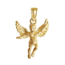 New 14k Yellow Gold Angel Pendant