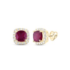 14k Yellow Gold 1/6CTW-DIA ANA M 1 5/8CT-RUBY NAT GEM EARRING