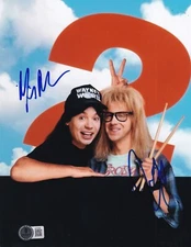 MIKE MYERS and DANA CARVEY signed (WAYNE'S WORLD) 8X10 photo BECKETT BAS AE15559