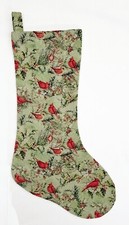 Cardinals Holly Evergreen Christmas Stocking
