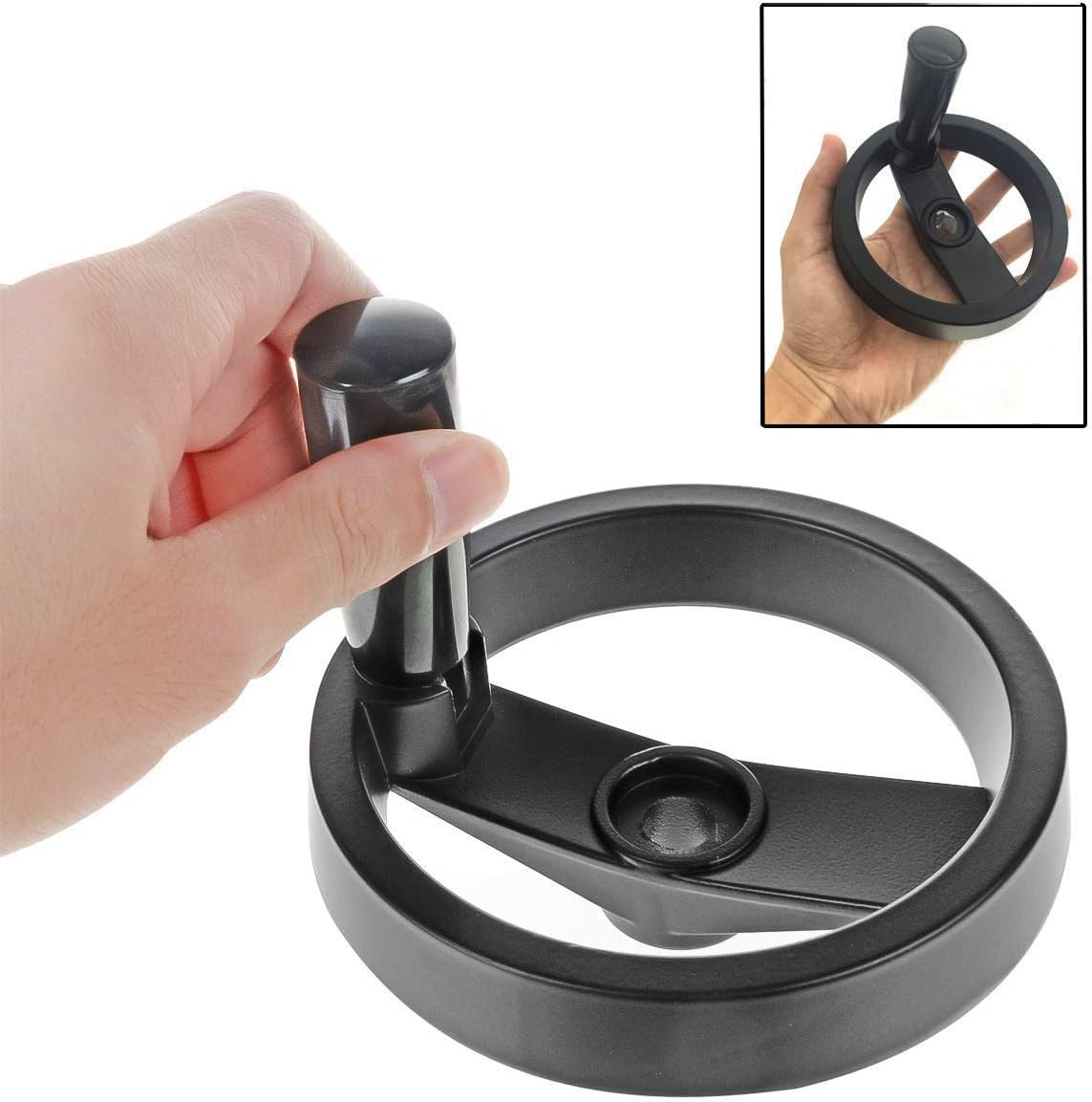 Heyous Foldable Handwheel Spoke Hand Wheel with Folding Revolving Handle for Mil