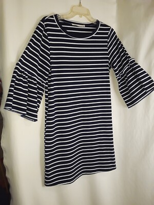 Ellison Ladies Small Navy White Horizontal Stripe Shift Dress | eBay