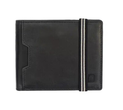 Prime Hide Premium Leder Columbia faltbare Geldbörse (schwarz, senf) - 1807 verpackt