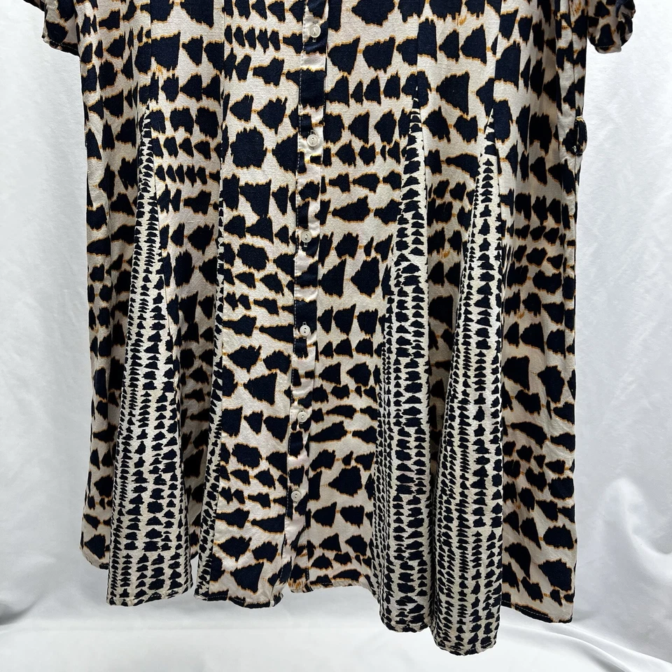 Top ZARA Viscosa Mezcla de Lino Cuello en V Manga Corta Peplum Talla Pequeña Estampado Animal Foto 4 de 4