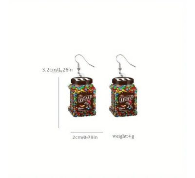 Dangle Drop Snack Bag Candy Cookie Chocolate Alcohol Fish Hook Earrings