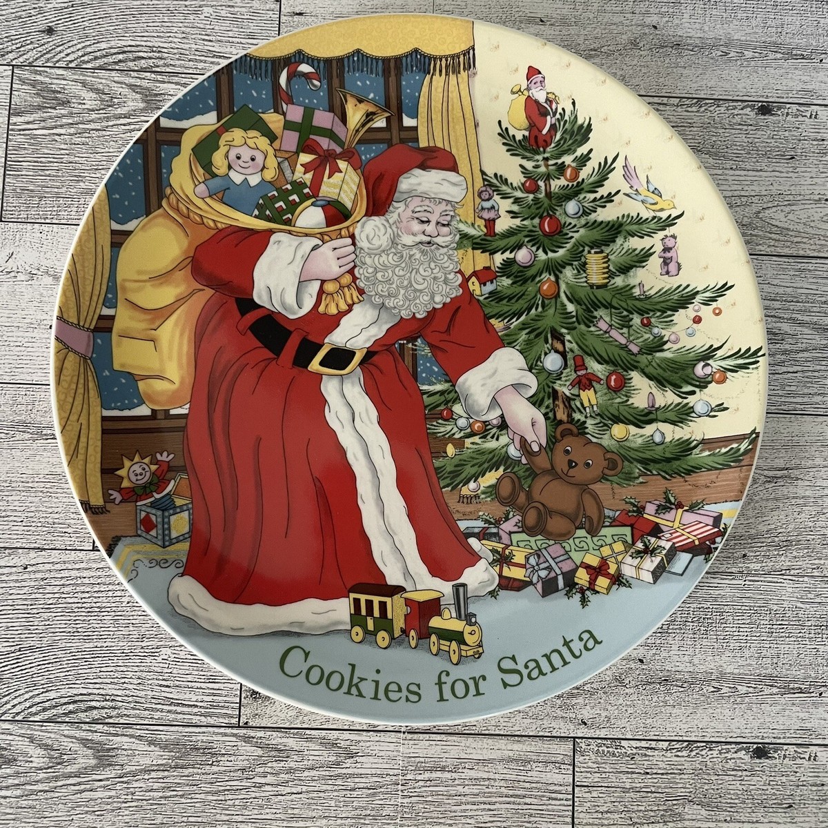NIB SPODE CHRISTMAS PLATE TREE COOKIES FOR SANTA TEDDY BEAR TRAIN