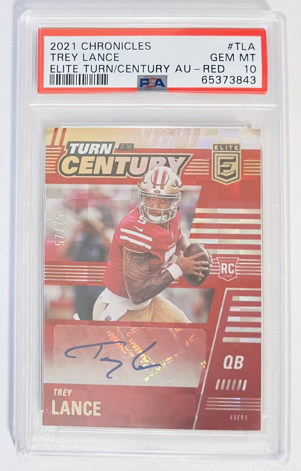 Trey Lance Panini Donruss Elite Turn of the Century Autographs #TLA Red