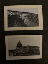 K91 Views by Jersey Coffee 2 Trade Cards US Capitol And Michigan Railroad Bridge