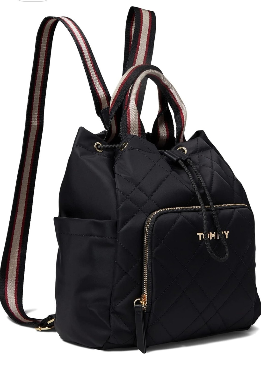 Tommy Hilfiger Afton Convertible Nylon Backpack in Black with Drawstring