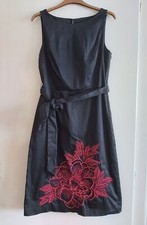 Monsoon Geisha black cotton embroidered cocktail / prom dress - UK 10 - NWT