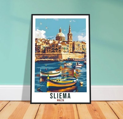 Sliema Travel Print Malta Wall Art Wall Hanging Home Living Décor
