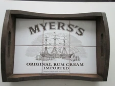 VINTAGE Wooden Myer's Rum Tile Tray LARGE man cave bar RARE