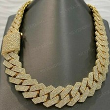 15 Ct Real MOISSANITE Men's 14mm x 24" Miami Cuban Link Chain Yellow Gold Plated
