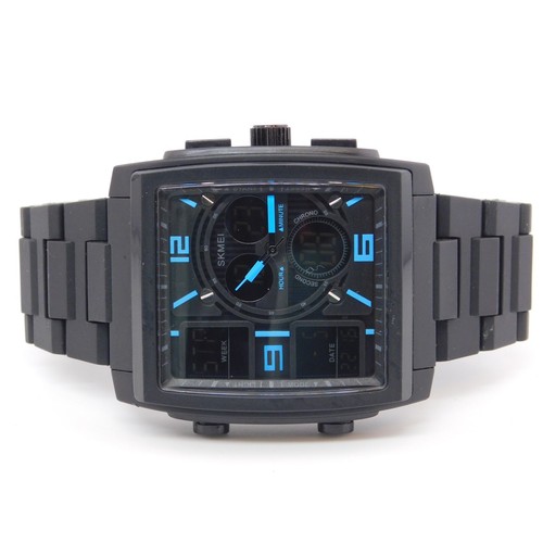 SKMEI 1274 Black Tone Quartz Analog Digital Men's Watch Sz. 6 3/4" New Battery - 第 1/10 張圖片