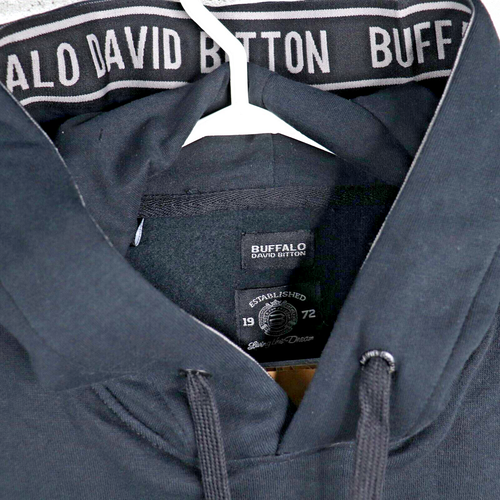 Buffalo David Bitton Hoodie Men's XL Black/Black Logo Sweatshirt Pocket Casual - Picture 4 of 8