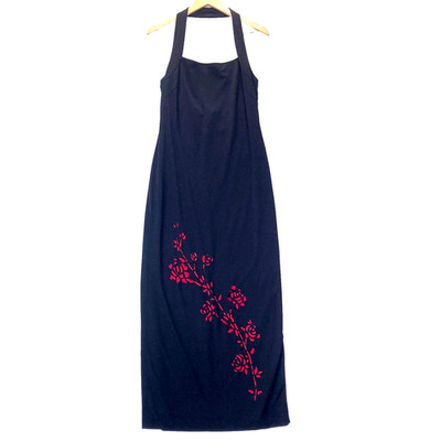 Y2k Vamp Linda Bernell Dark Floral Whimsigoth Goth Emo Maxi Gown Vintage 13 14