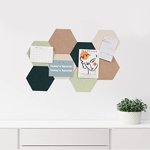 8 Pcs Hexagon Felt Bulletin Board Tiles, Self Adhesive Felt Pin Board Wall - Picture 5 of 7