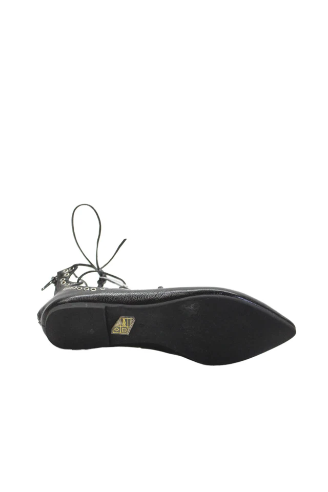 Jeffrey Campbell Womens Leather Studded Pointed Toe Lace Up Flats Black Size 6 - Image 3 of 4