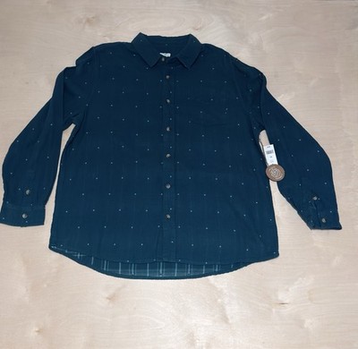 Dip Men's Dot Blue Organic Cotton Long Sleeve Button-Up Shirt XL