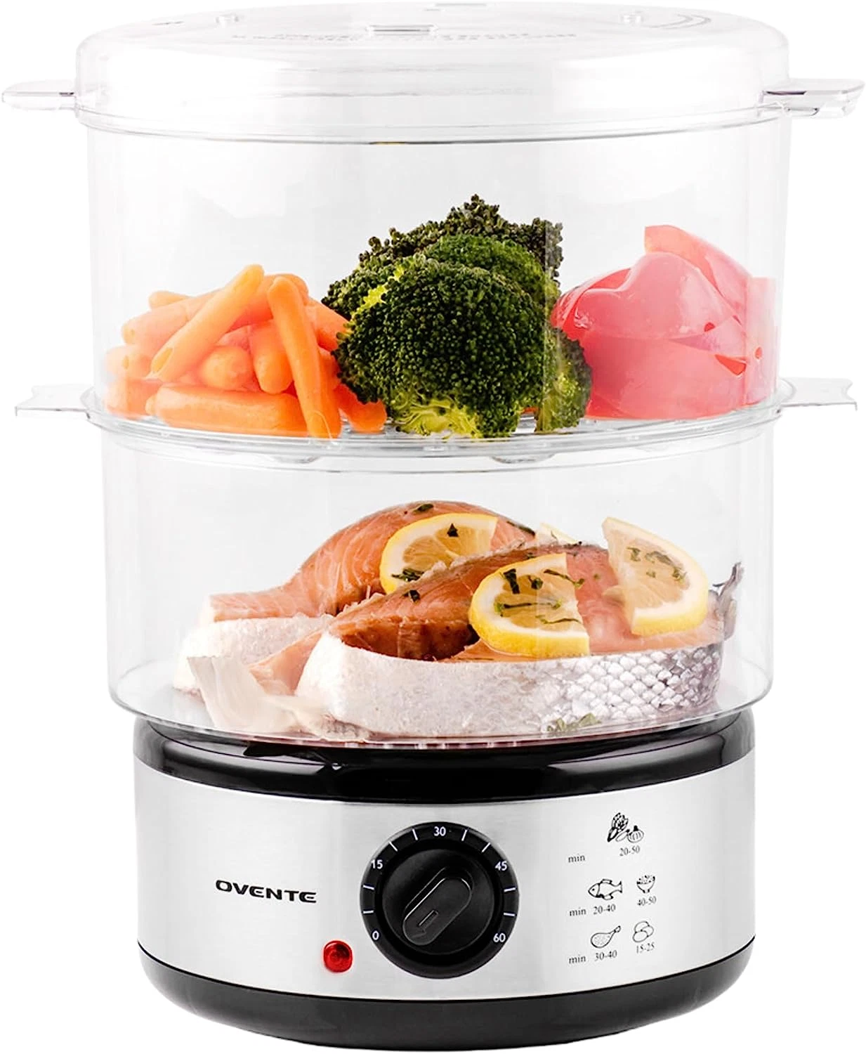 2 Tier Electric Food Steamer - 400W 5 QT Stainless Steel Stackable Steam Cooker