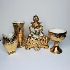 Gold Vases Jim Bean Decanter Weeping Gold Tone Goblet