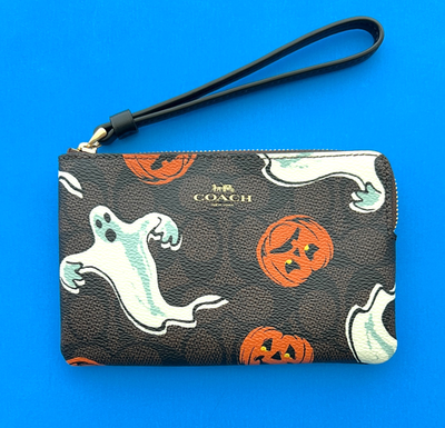 Coach Halloween Print Ghost Cat Pumpkin Signature Canvas Corner