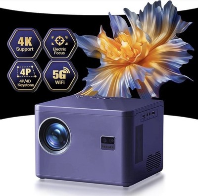 Beamer 4K [Elektrischer Fokus & 6D/4P Trapezkorrektur & Zoom], 20000L Native 108