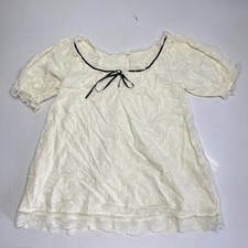 FREE PEOPLE Juno Embroidered Baby Doll Dress Women's Sz M White/Black 11163933