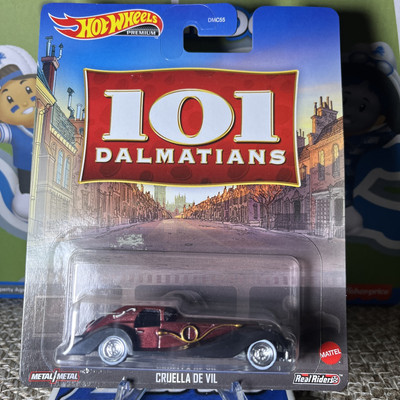 Mattel Hot Wheels Premium 101 Dalmatians Cruella De Vil Car in Case MINT