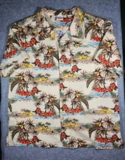 Barefoot In Paradise Mens XL Floral Palm Toucan Hawaiian Shirt tropical vacation