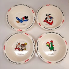 Kellogg's cereal bowls vintage set of 4 1995 Nevins International