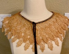 VTG Style Guipure Lace Peter Pan Collar Detachable Beige Floral Necklace