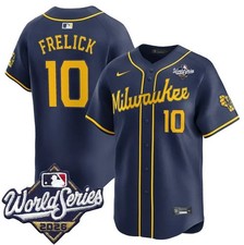 Men's 10 Frelick Milwaukee Navy 2026 World Series Stitched Baseball Jersey
